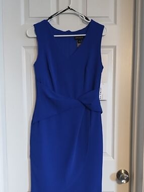 Enfocus Studio Royal Blue Sleeveless Midi Dress with Twist Waist